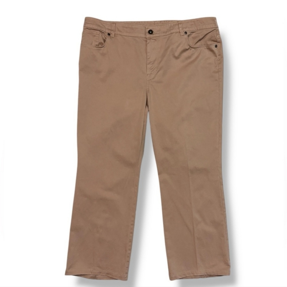 CHICO’S Tan Flat Front Mid Rise Stretch Chinos - Ankle Length